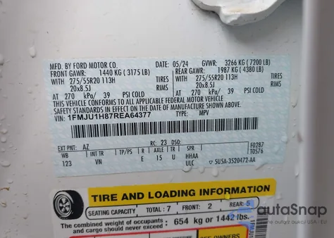 2024 Ford Expedition Xlt z USA, uszkodzony, nr VIN 1FMJU1H87REA64377